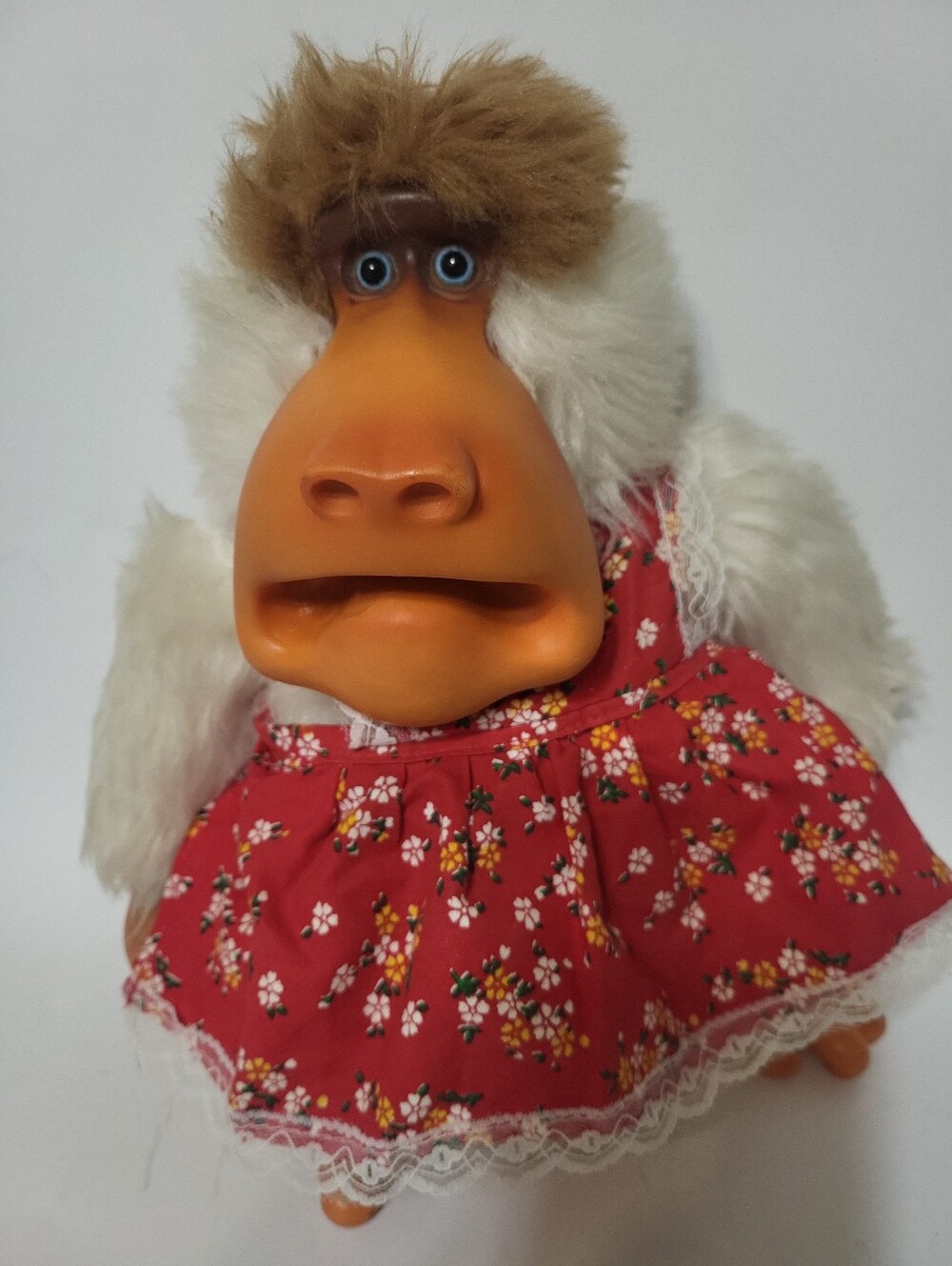 Vintage Gund Mighty Star Baboon Monkey Gorilla Rubber Face Plush & Apron 12”